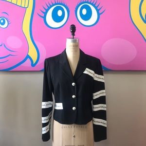 Moschino Cheap Chic Black White Blazer Vintage The Nanny